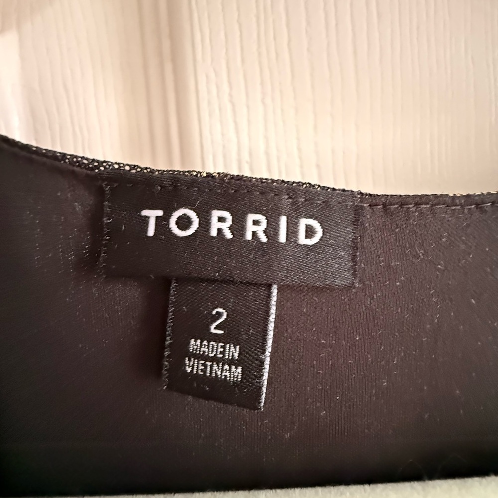 torrid Black Wrap Dress with Gold Polka Dots - Picture 4 of 5